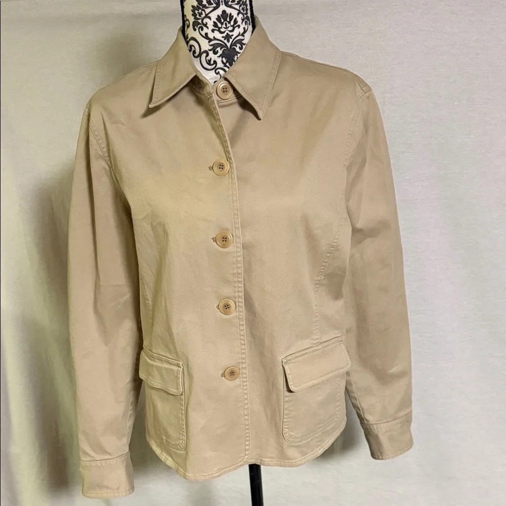 Jones New York Sport Stretch Stylish Khaki Utility Jacket for Women Cotton Large